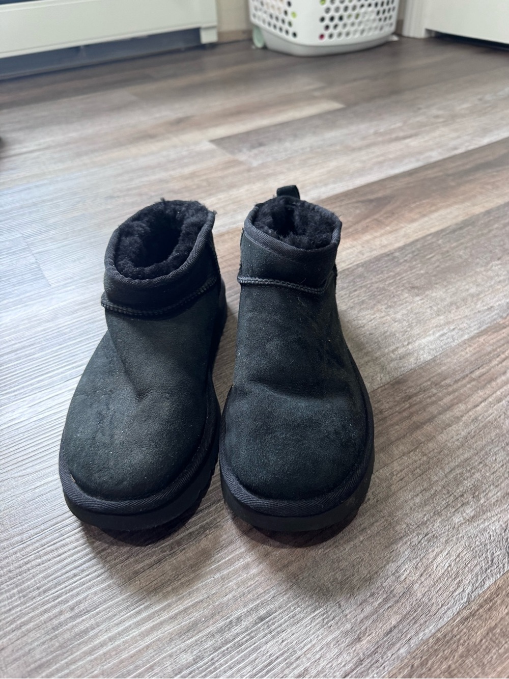 UGG Black Suede Short Lined Ankle Booties